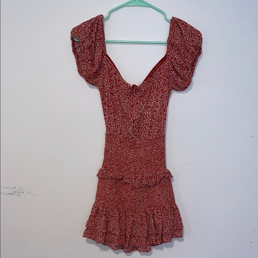 Red Floral Ruffle Mini Dress - Picture 3 of 3